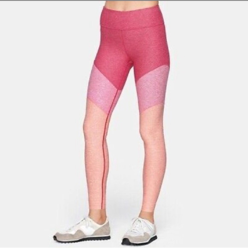 Outdoor Voices‎ TechSweat Colorblock Leggings Pink Coral High Rise Large